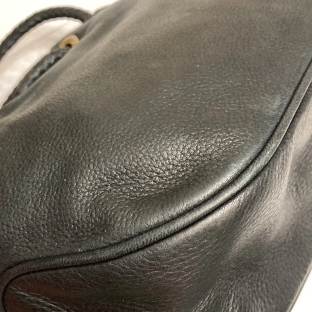 Michael kors mini black leather drawstring bag